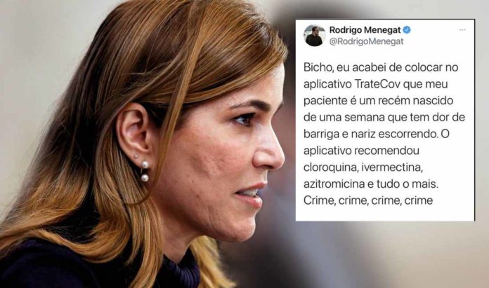 Mayra Pinheiro, no depoimento que deu à CPI da Covid, acusou Rodrigo Menegat de extração indevida de dados do aplicativo TrateCov.